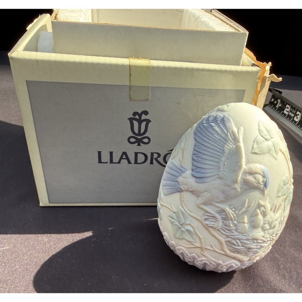 Lladró #16083 Limited Edition 1993 Easter Egg Mother Bird & Babies In Nest MIB 3